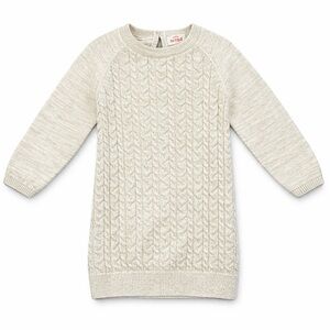 Cat & Jack Baby Girl 18M Cable Knit Sweater Dress Gold Shimmer